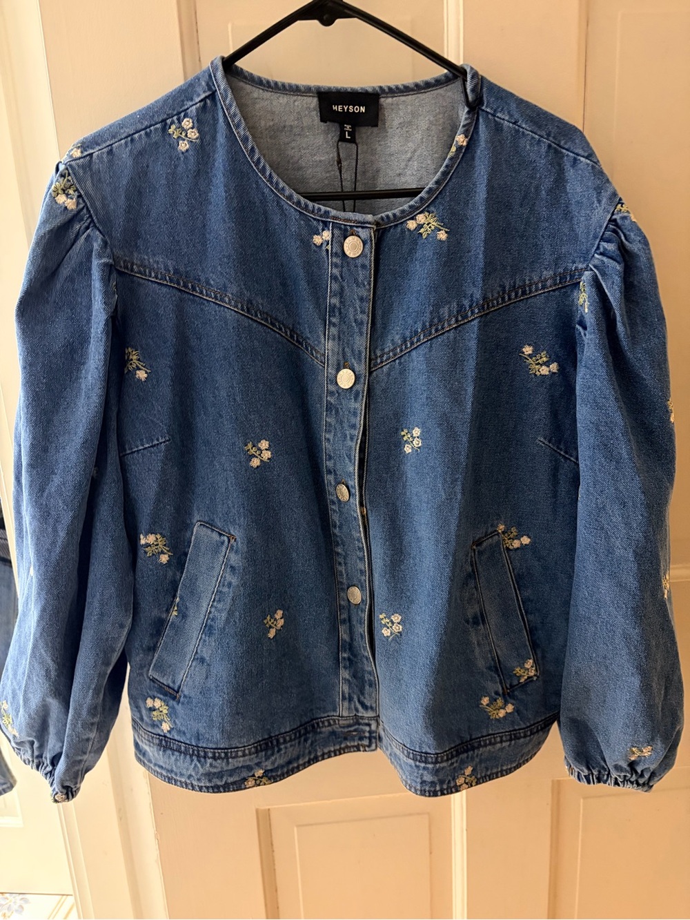 Women’s Light Blue Embroidered Denim Jacket